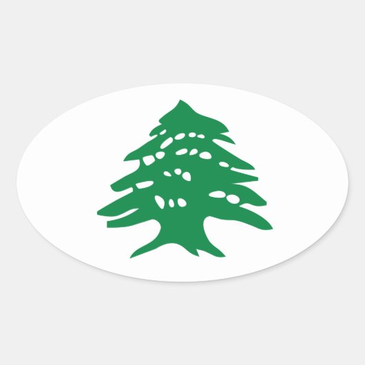 VIER Green Libanon Cedar Tree Ovale Sticker (Voorkant)