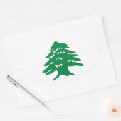 VIER Green Libanon Cedar Tree Ovale Sticker (Envelop)