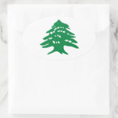 VIER Green Libanon Cedar Tree Ovale Sticker (Tas)