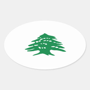 VIER Green Libanon Cedar Tree Ovale Sticker