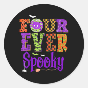 Vier griezelige spook Halloween 4e verjaardagsfees Ronde Sticker