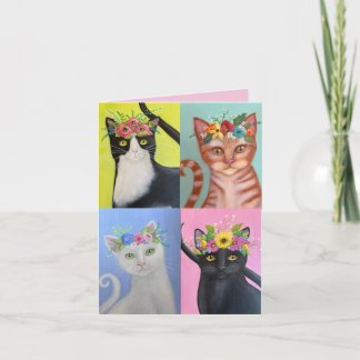 Vier grillige katten kaart