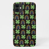 Vier groene bladluiken met Rainbows-patroon Case-Mate iPhone Case (Achterkant)