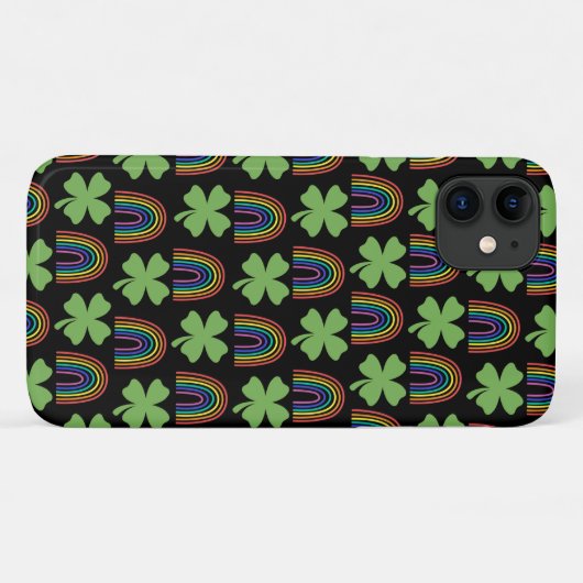 Vier groene bladluiken met Rainbows-patroon Case-Mate iPhone Case (Achterkant (horizontaal))
