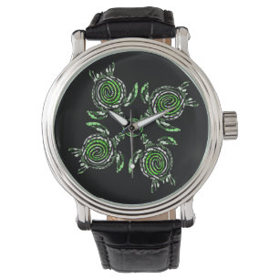 Vier groene schildpadkunst, horloge