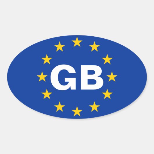 VIER Groot-Brittannië "GB" Europese Unie Vlag Ovale Sticker (Voorkant)