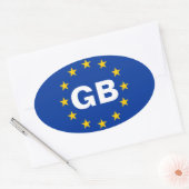 VIER Groot-Brittannië "GB" Europese Unie Vlag Ovale Sticker (Envelop)