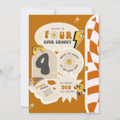 Vier Groovy 4e Retro Checkered Verjaardag Kaart (Voorkant)