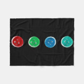 Vier Groovy Buttonnen Blue Cat Fun Halloween Custo Fleece Deken (Voorkant (Horizontaal))