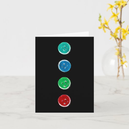 Vier Groovy Buttonnen Blue Cat Fun Halloween Custo Kaart (Gele Bloem)