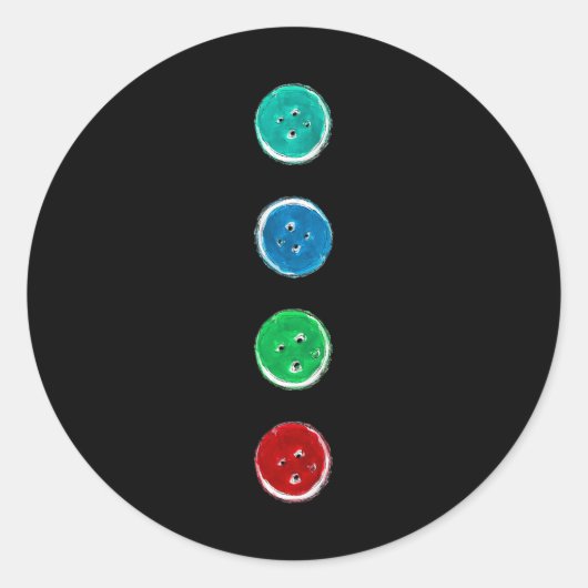 Vier Groovy Buttonnen Blue Cat Fun Halloween Custo Ronde Sticker (Voorkant)