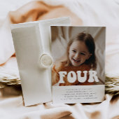 Vier - Groovy Foto Verjaardag Uitnodiging