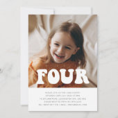 Vier - Groovy Foto Verjaardag Uitnodiging (Voorkant)