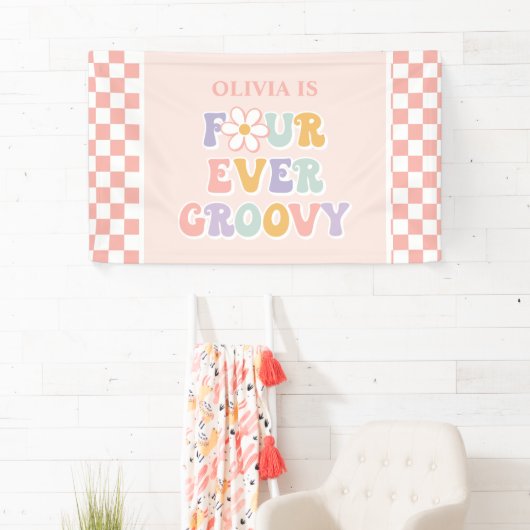 Vier Groovy Pink Daisy Checker Spandoek (Insitu)