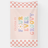 Vier Groovy Pink Daisy Checker Spandoek (Verticaal)