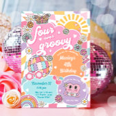 Vier Groovy Retro Preppy Varsity Verjaardag Kaart