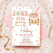 Vier Groovy Retro Rainbow 4e verjaardag Kaart