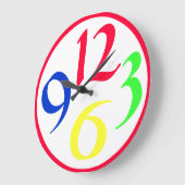 Vier grote gekleurde getallen, rode grens grote klok (Hoek)