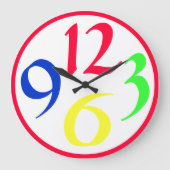 Vier grote gekleurde getallen, rode grens klok (Voorkant)