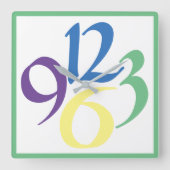 Vier grote, moedige getallen, groene surround vierkante klok (Voorkant)