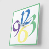 Vier grote, moedige getallen, groene surround vierkante klok (Hoek)