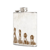 Vier Grumpy Hipster Bull Dogs  Sepia Art Heupfles (Links)