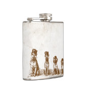 Vier Grumpy Hipster Bull Dogs  Sepia Art Heupfles (Rechts)