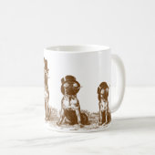 Vier Grumpy Hipster Bull Dogs  Sepia Art Koffiemok (Voorkant rechts)