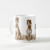 Vier Grumpy Hipster Bull Dogs  Sepia Art Koffiemok (Voorkant links)