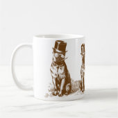 Vier Grumpy Hipster Bull Dogs  Sepia Art Koffiemok (Links)