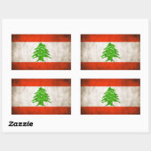 VIER Grungy Libanon Vlag Rechthoekige Sticker (Vel)