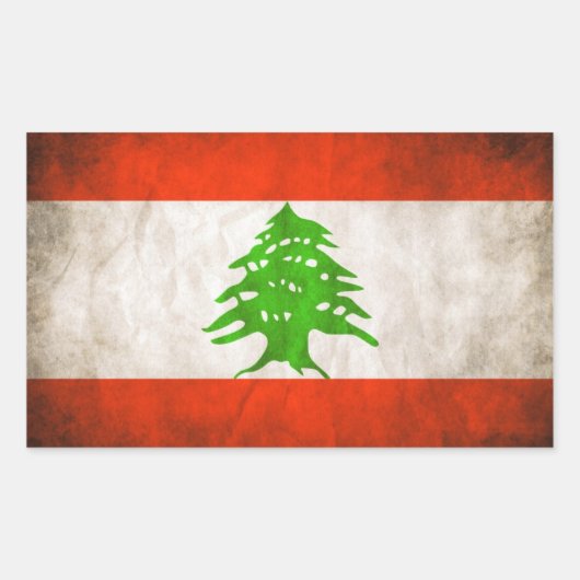 VIER Grungy Libanon Vlag Rechthoekige Sticker (Voorkant)