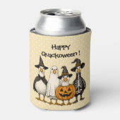 Vier Halloween eenden in kostuums - Happy Quackowe Blikjeskoeler (Blikje Voorkant)