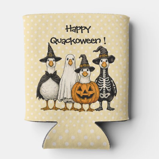 Vier Halloween eenden in kostuums - Happy Quackowe Blikjeskoeler (Achterkant)