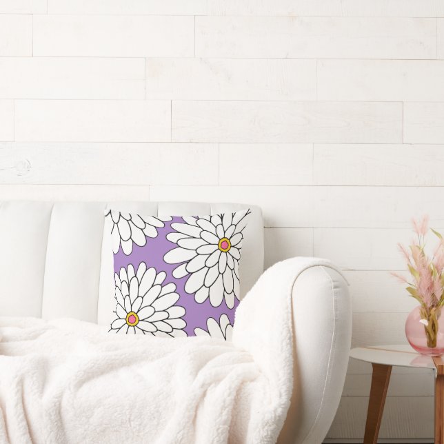 Vier handtekeningen van Zinnias Lavender Achtergro Kussen (Bank)