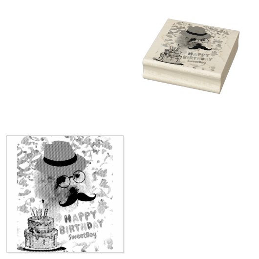 Vier Happy Birthday Poedel Rubber Stamp Rubberstempel (Gestempeld)