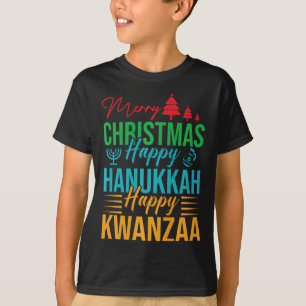 Vier Happy Merry Christmas Happy Chanoeka Hap T-shirt