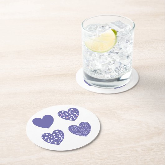 Vier hart ronde kartonnen onderzetter (Insitu)