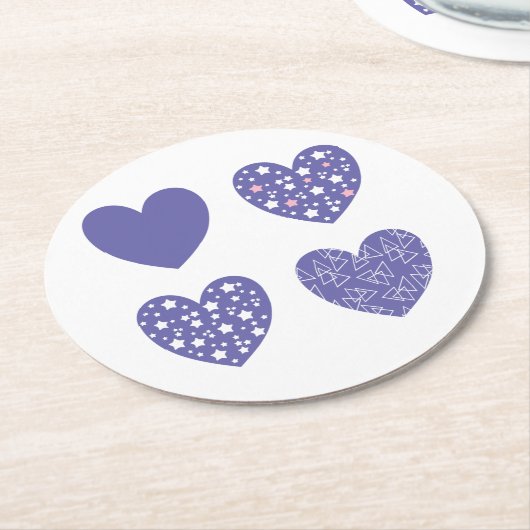 Vier hart ronde kartonnen onderzetter (Gebogen)