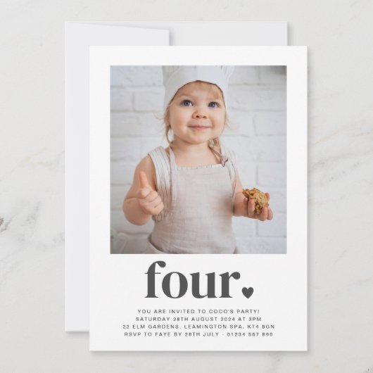 Vier hart - vierkant Fotodag - Uitnodiging (Voorkant)