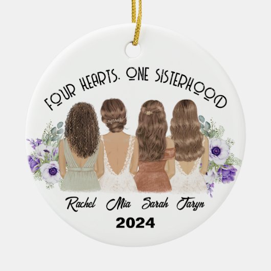 VIER HARTEN, ÉÉN ZUSTERSCHAP KERAMISCH ORNAMENT (Voorkant)