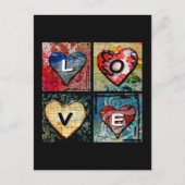 Vier harten in gemengde media - VERLIES Briefkaart (Voorkant)