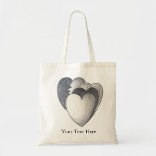 vier harten tekenen zwart - wit tote bag