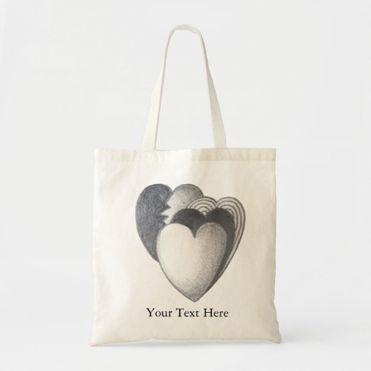 vier harten tekenen zwart - wit tote bag (Voorkant)