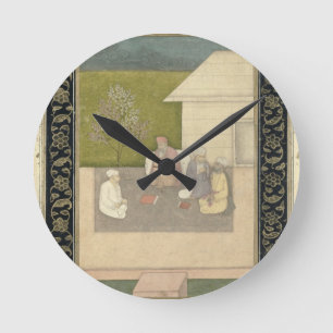 Vier heilige moslimmannen in meditatie buiten ronde klok