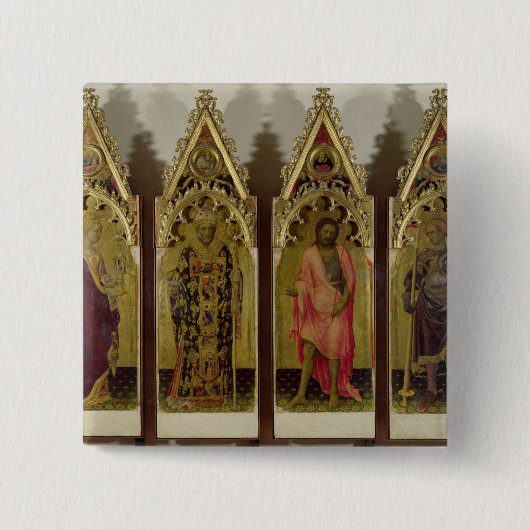 Vier heiligen van de Quaratesi Polyptych: Mary Mag Vierkante Button 5,1 Cm (Voorkant)