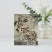 Vier Heksen "Omhoog door de Schoorsteen" door Arth Briefkaart (Staand voorkant)