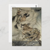 Vier Heksen "Omhoog door de Schoorsteen" door Arth Briefkaart (Voorkant / Achterkant)