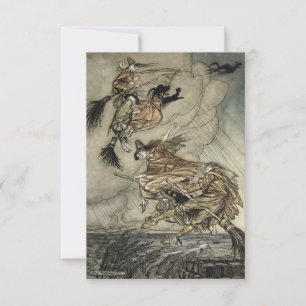 Vier heksen "Op de schoorsteen" van Arthur Rackam Bedankkaart