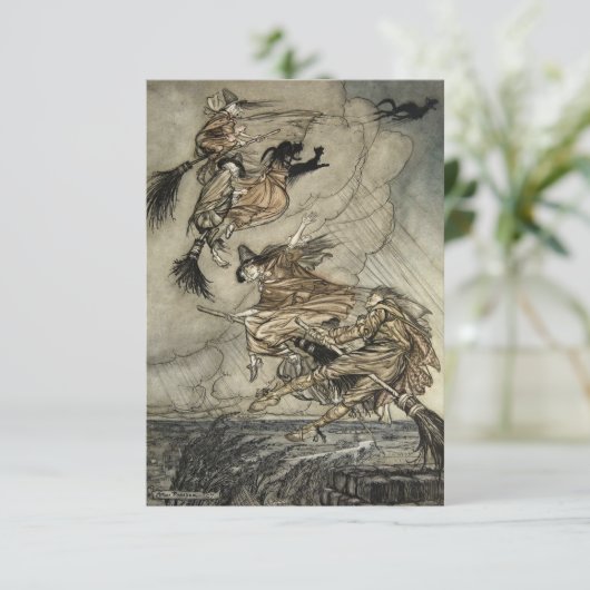 Vier heksen "Op de schoorsteen" van Arthur Rackam Bedankkaart (Staand voorkant)